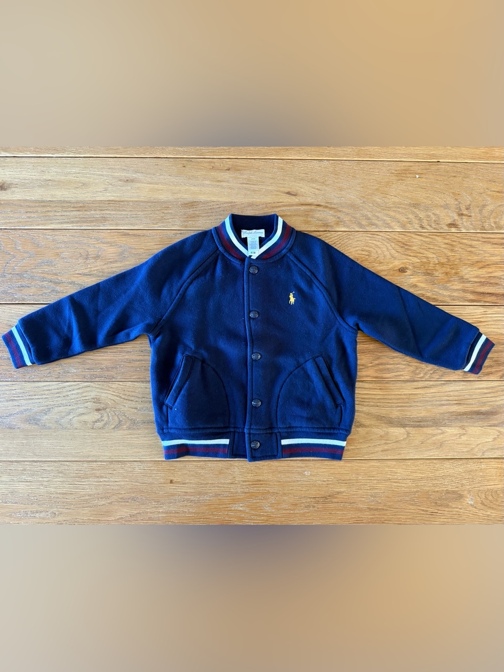 Ralph Lauren Navy Sweatshirt Jacket with Yellow Polo Logo